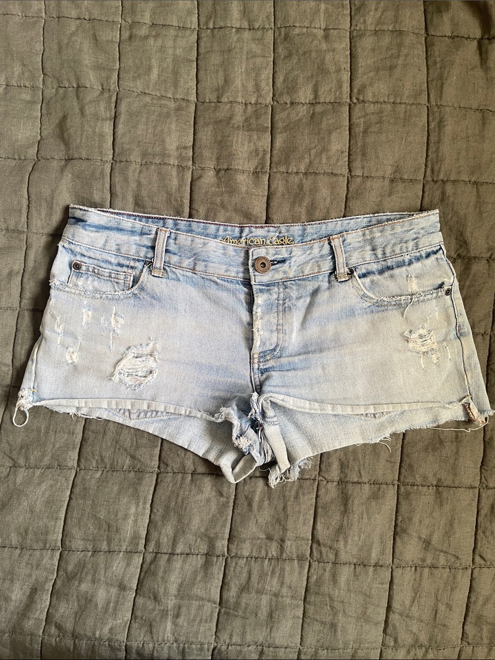 American Eagle Outfitters Light Blue Distressed Denim Cutoff Shorts
